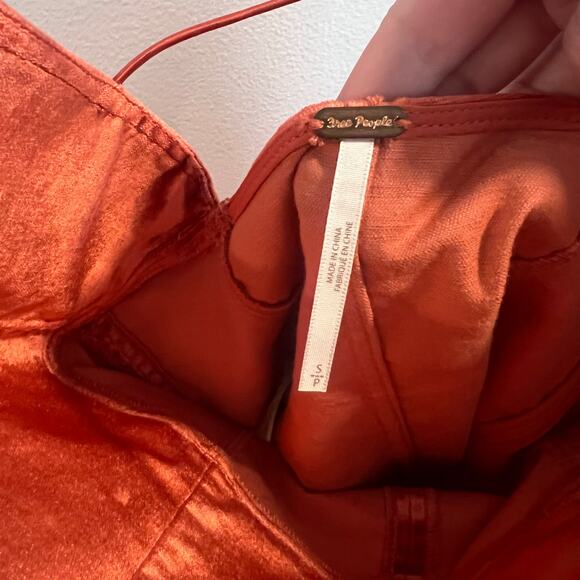 Free People Orange Velvet Antoinette Mini Dress Size S - Picture 7 of 10